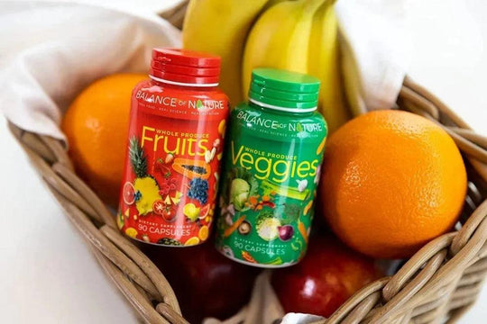 Balance of Nature Fruits & Veggies Whole Food Supplement β 90 Fruit + 90 Veggie Capsules β 180 Total