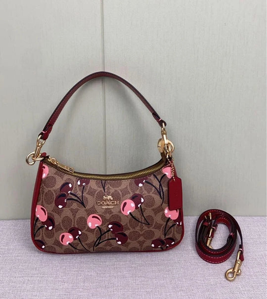 COACH Teri Shoulder Bag Signature Canvas Cherry Print CY694